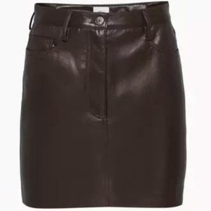 Aritzia Wilfred Chemistry Faux Leather Mini Skirt - Chocolate Brown